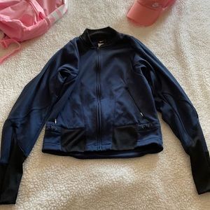 Nike cropped bomber jacket navy/black fleece lined